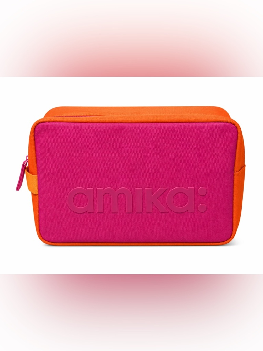 amika Hot Pink with Orange Trim cosmetic bag